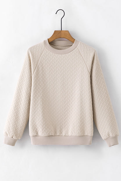 Jungle Green Solid Textured Raglan Sleeve Pullover Sweatshirt