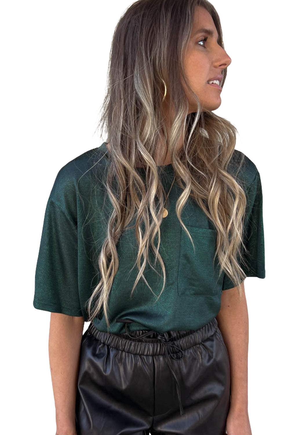 Apricot Solid Chest Pocket Loose Fit T Shirt