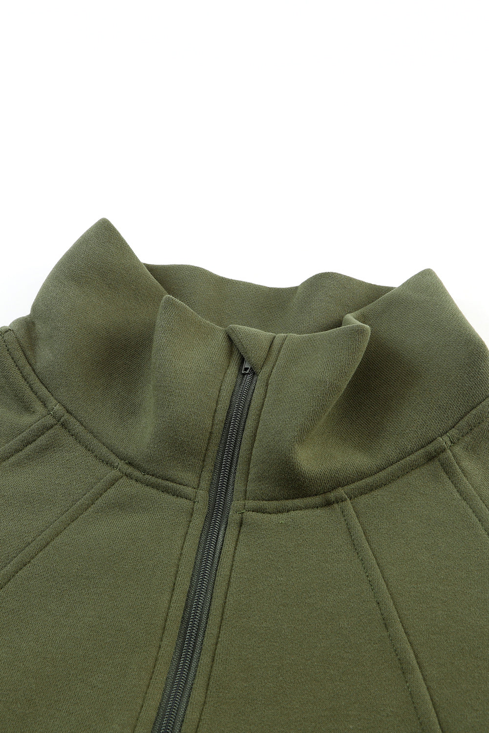 Brown Stand Collar Thumbhole Sleeve Sweatshirt