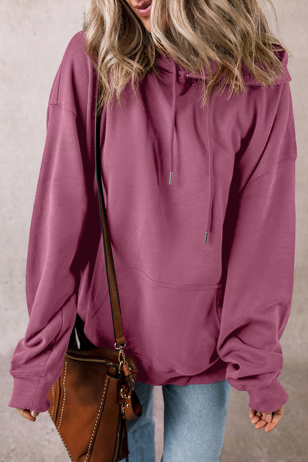 Black Kangaroo Pocket Drawstring Chunky Hoodie