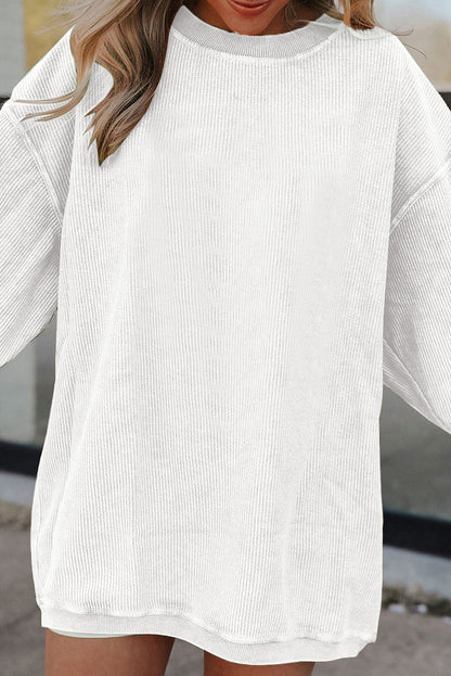 Strawberry Pink Drop Sleeve Ribbed Oversized Sweatshirt