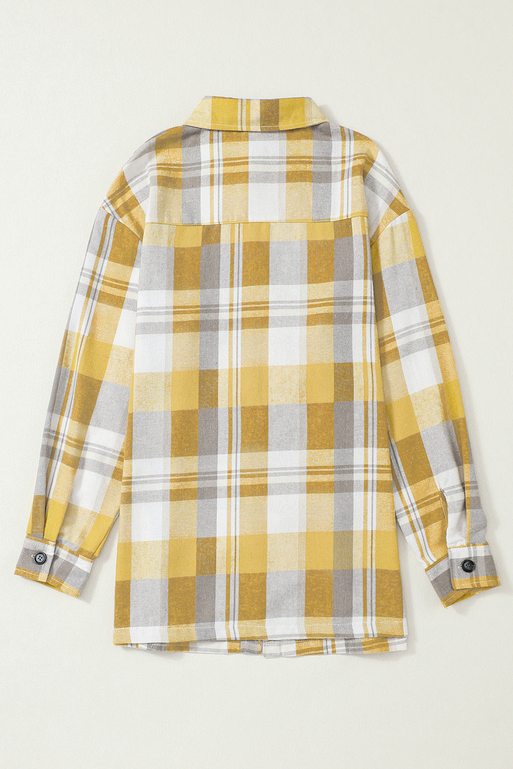 Pink Long Sleeve Collar Button Up Flannel Shacket