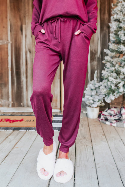 Black Long Sleeve Pullover & Jogger Pants Loungewear Set