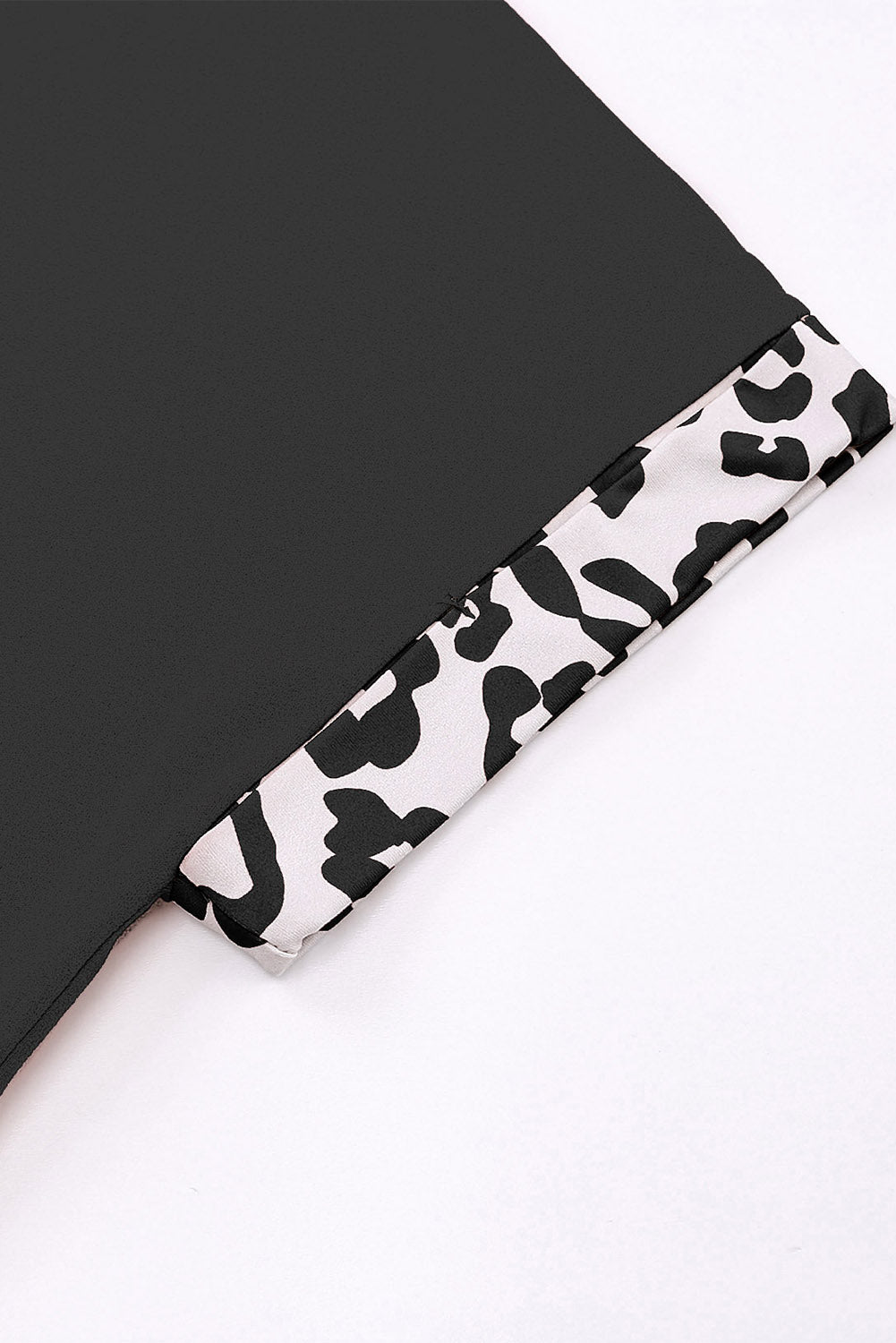 Leopard Color Block Casual Tee with Rolled Sleeves