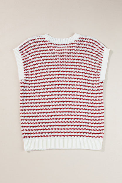 Black Stripe Contrast Trim Knit Dolman Top