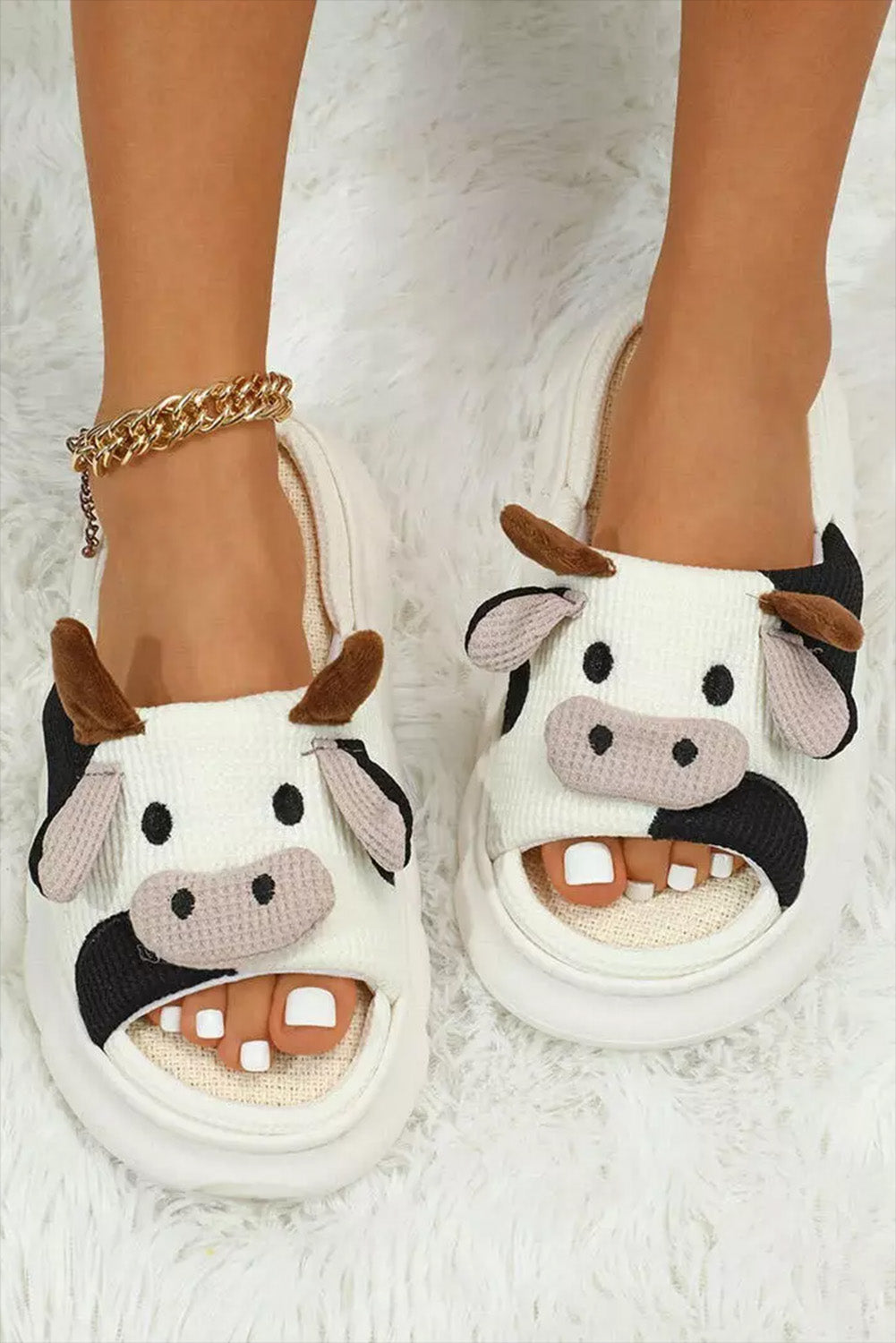 Bright White Cute Animal Pattern Open Toe Slippers
Success
