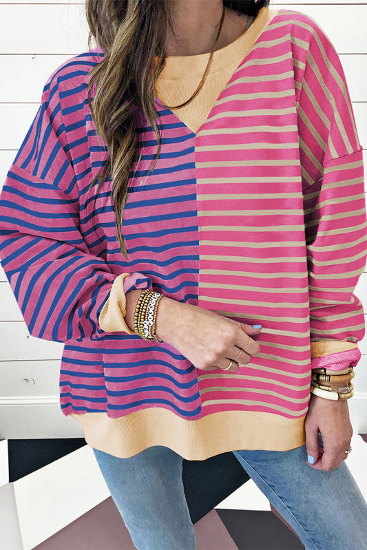 Brown Stripe Colorblock Drop Shoulder Oversize Sweatshirt
Success

