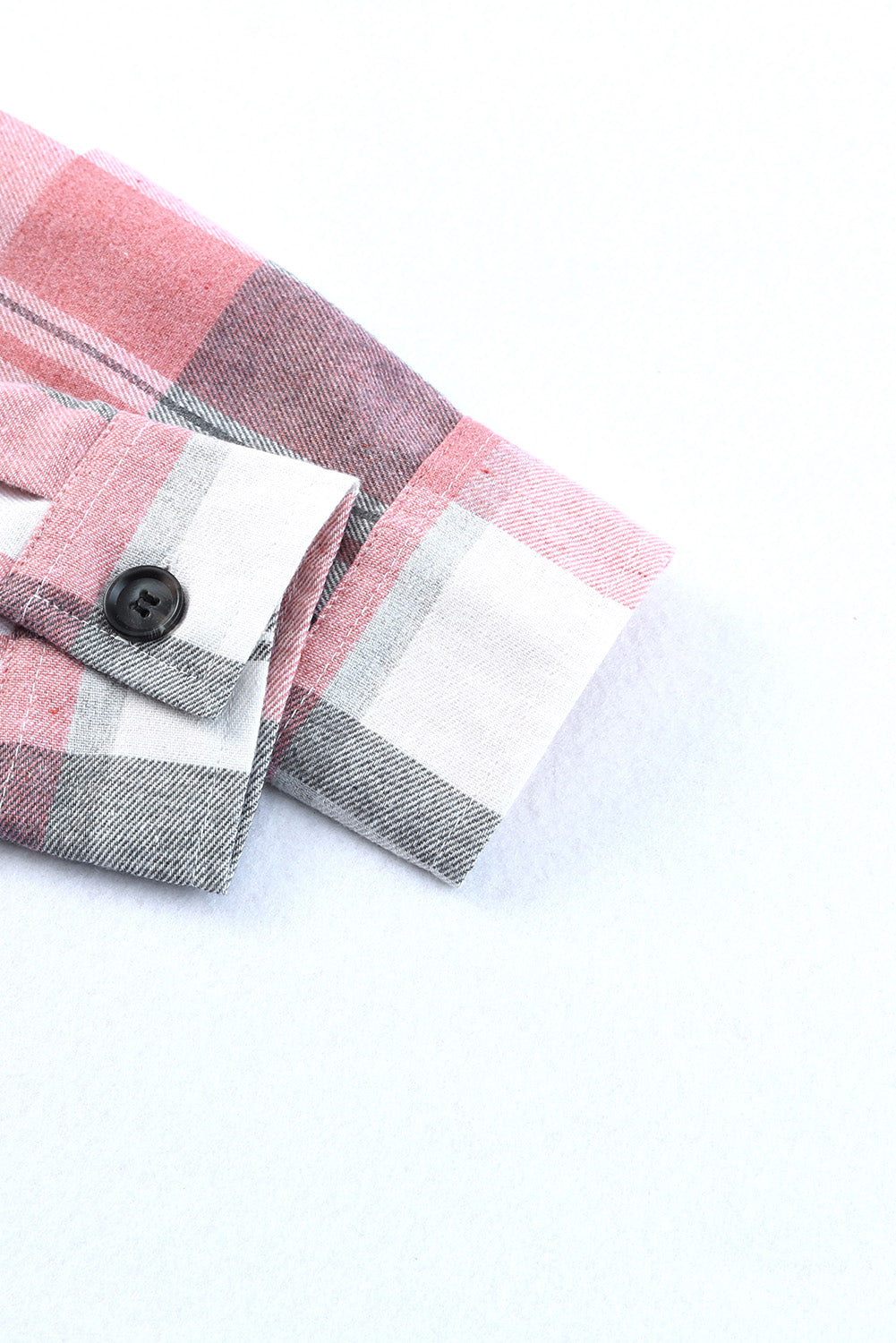 Pink Long Sleeve Collar Button Up Flannel Shacket