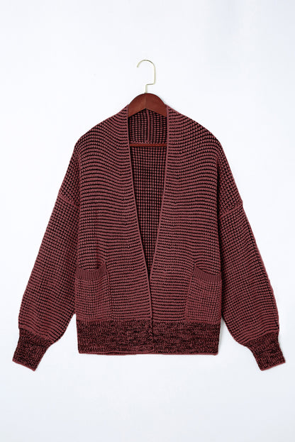 Apricot Chunky Knit Pockets Drop Sleeve Cardigan