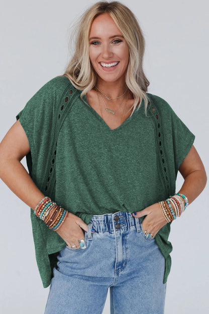 Gray Crochet Lace Batwing Tee