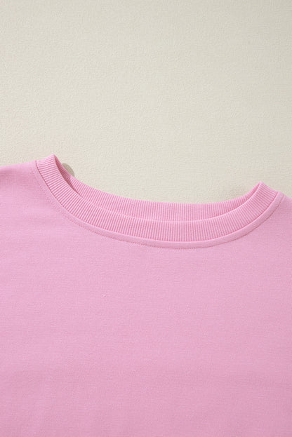Bonbon Color Block Exposed Seam Patchwork Side Slits Sweatshirt