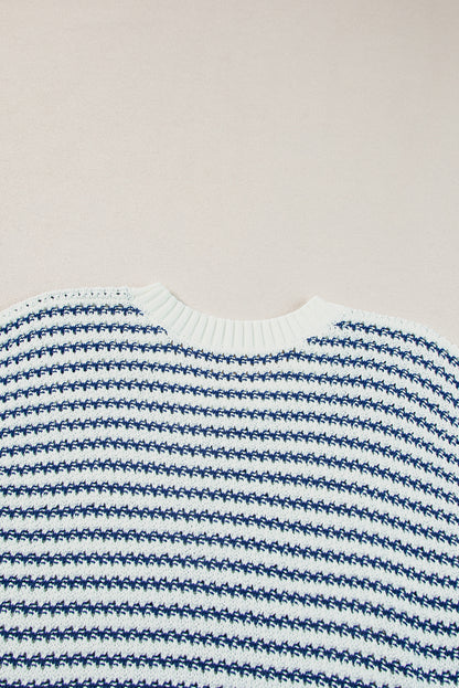 Black Stripe Contrast Trim Knit Dolman Top