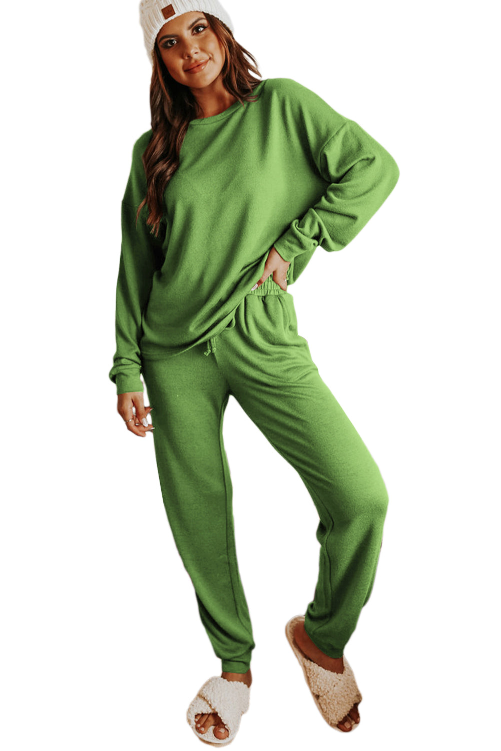 Black Long Sleeve Pullover & Jogger Pants Loungewear Set
