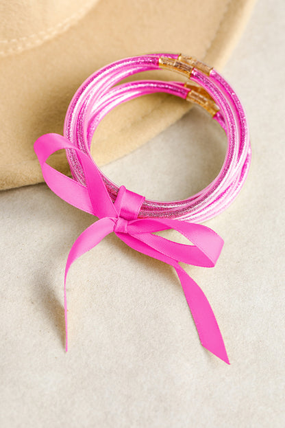 Yellow Glitter Bowknot Layered Jelly Bracelet