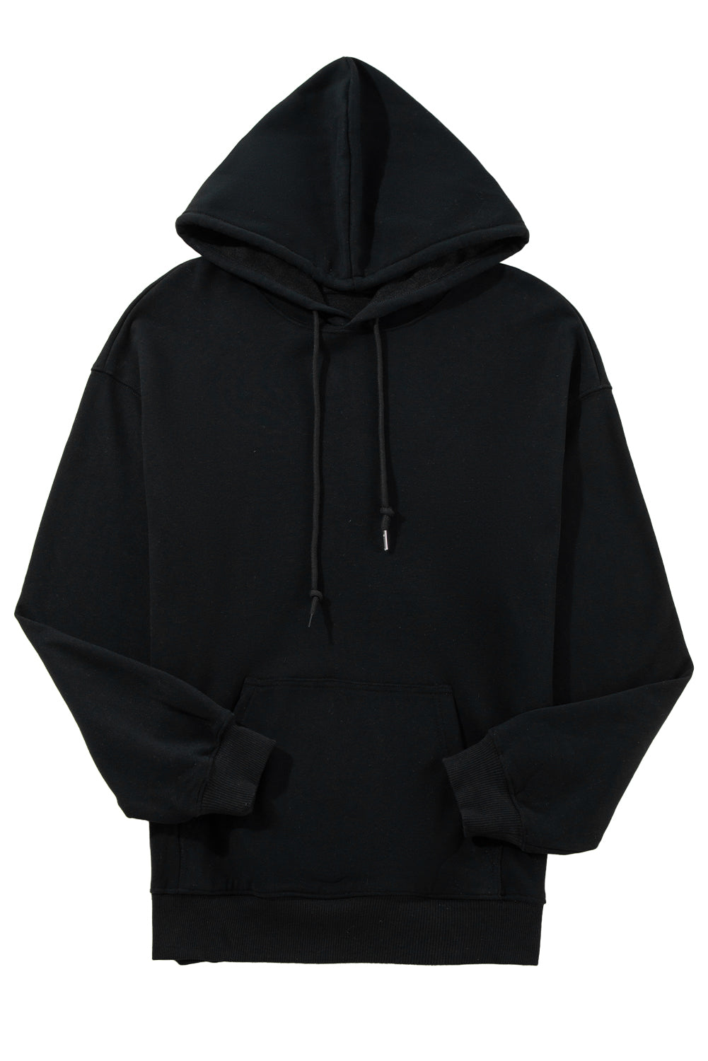 Black Kangaroo Pocket Drawstring Chunky Hoodie