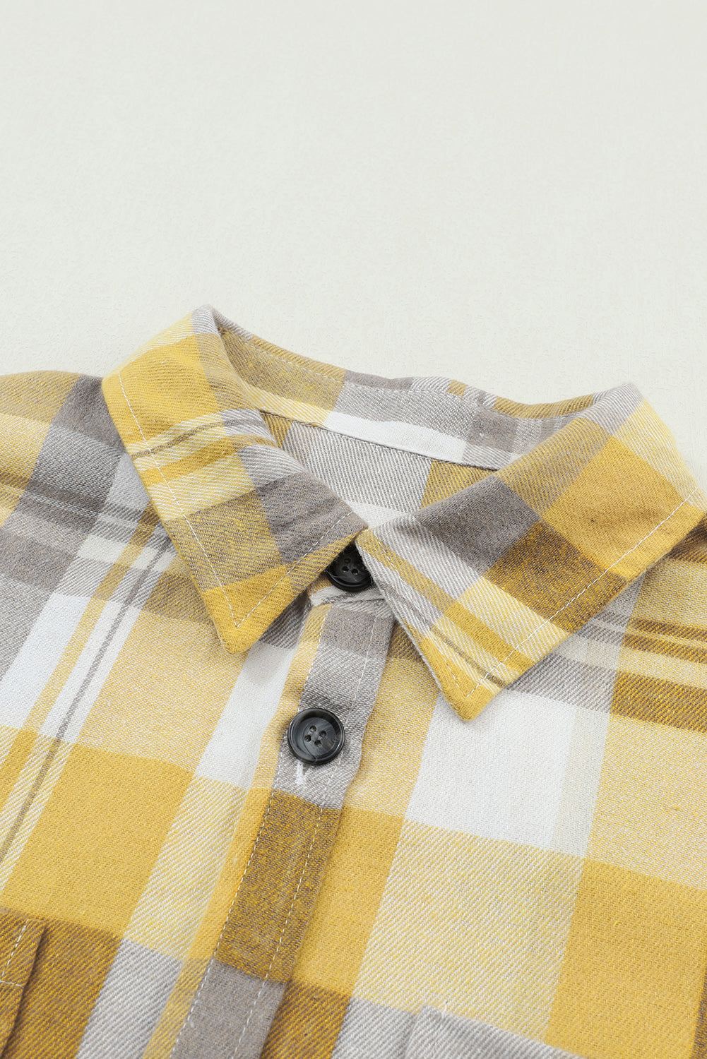 Pink Long Sleeve Collar Button Up Flannel Shacket