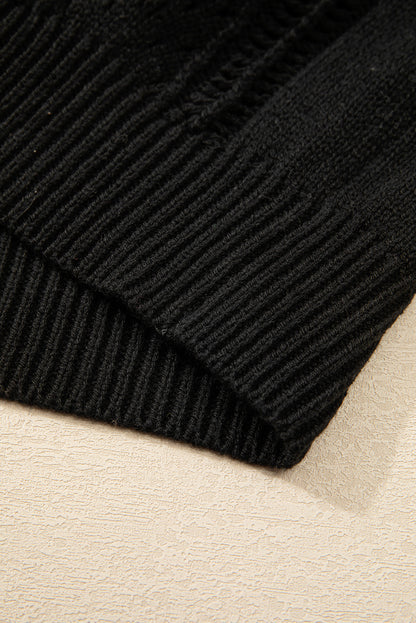 Green Hollow Knit Drop Shoulder Cardigan