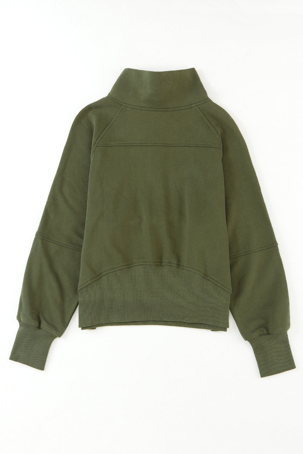 Brown Stand Collar Thumbhole Sleeve Sweatshirt