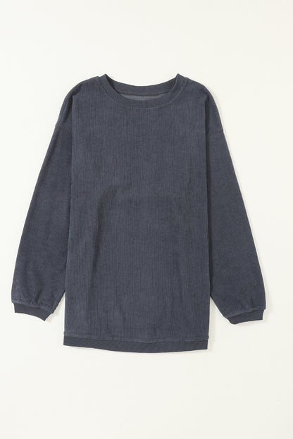 Strawberry Pink Drop Sleeve Ribbed Oversized Sweatshirt