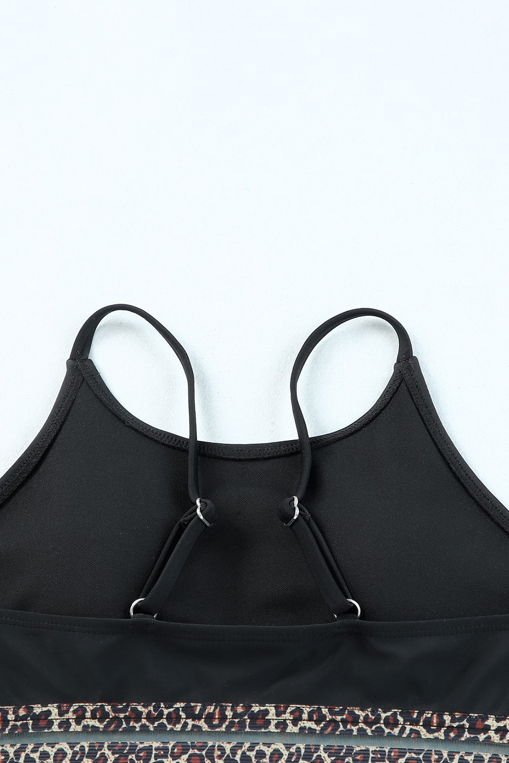 Black Leopard Print Wireless Swimsuit Set