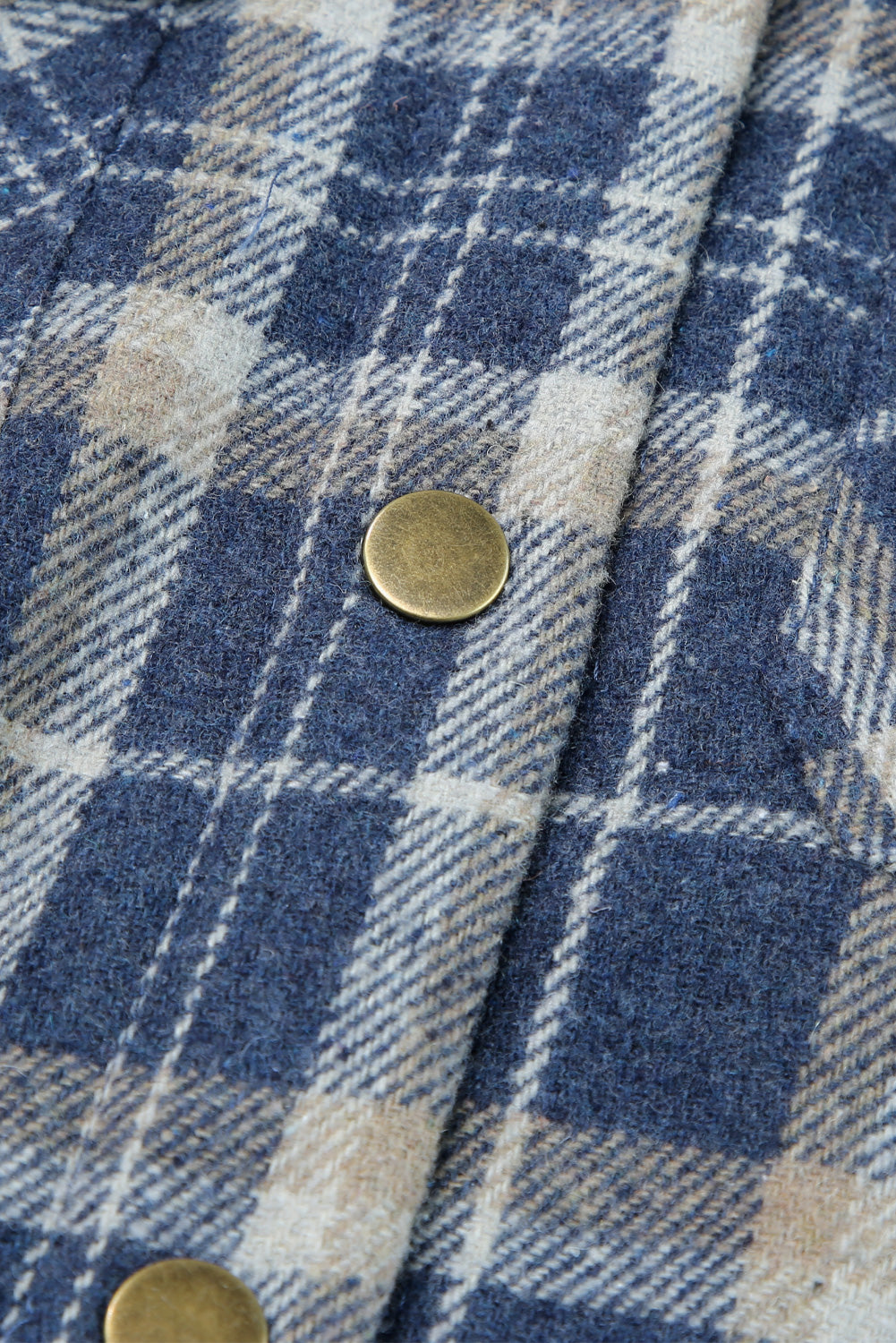 Blue Snap Button Sherpa Lined Hooded Flannel Jacket