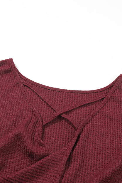 Apricot Cross Backless Sequin Bishop Sleeve Top