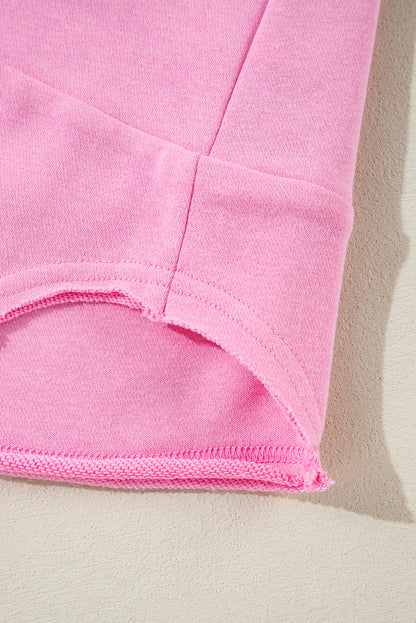 Sachet Pink Plain Drop Sleeve Henley Sweatshirt