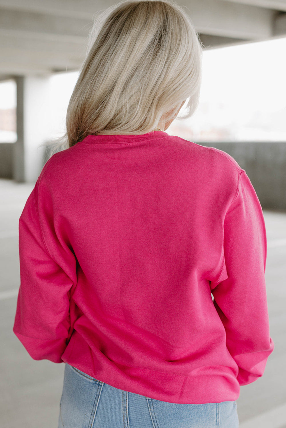 Strawberry Pink Sequins Heart Graphic Sweatshirt