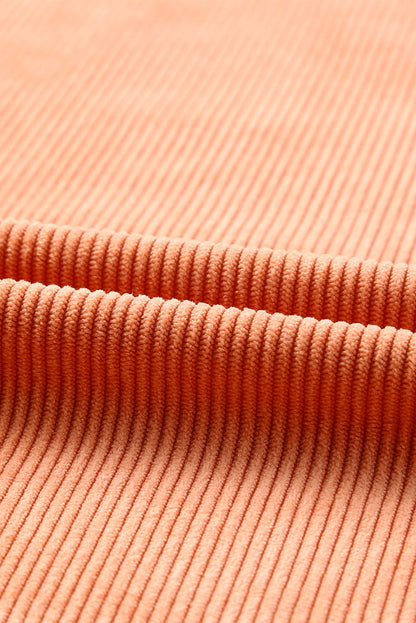 Strawberry Pink Drop Sleeve Ribbed Oversized Sweatshirt