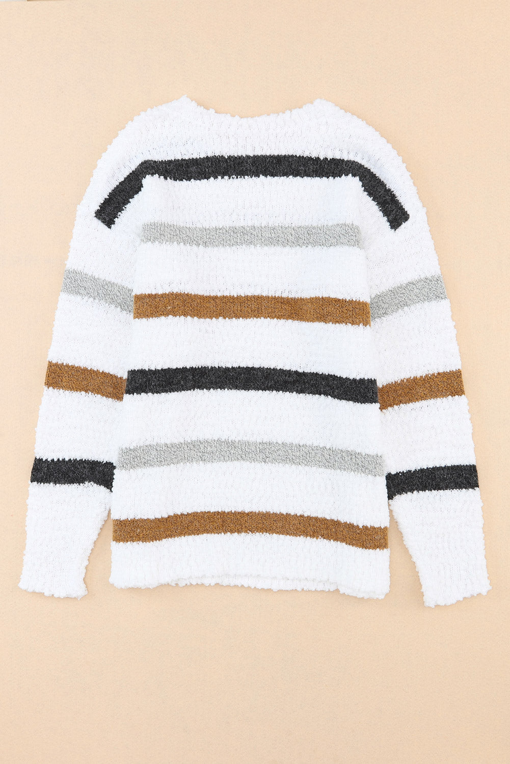 Popcorn Multicolor Striped Drop Shoulder Sweater