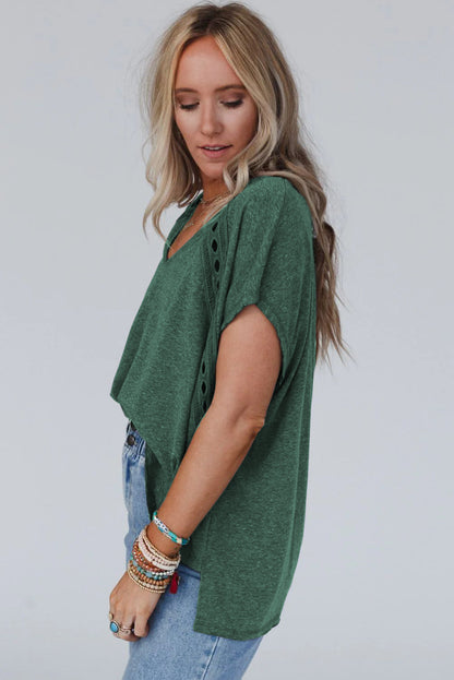 Gray Crochet Lace Batwing Tee