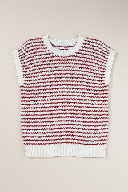Black Stripe Contrast Trim Knit Dolman Top