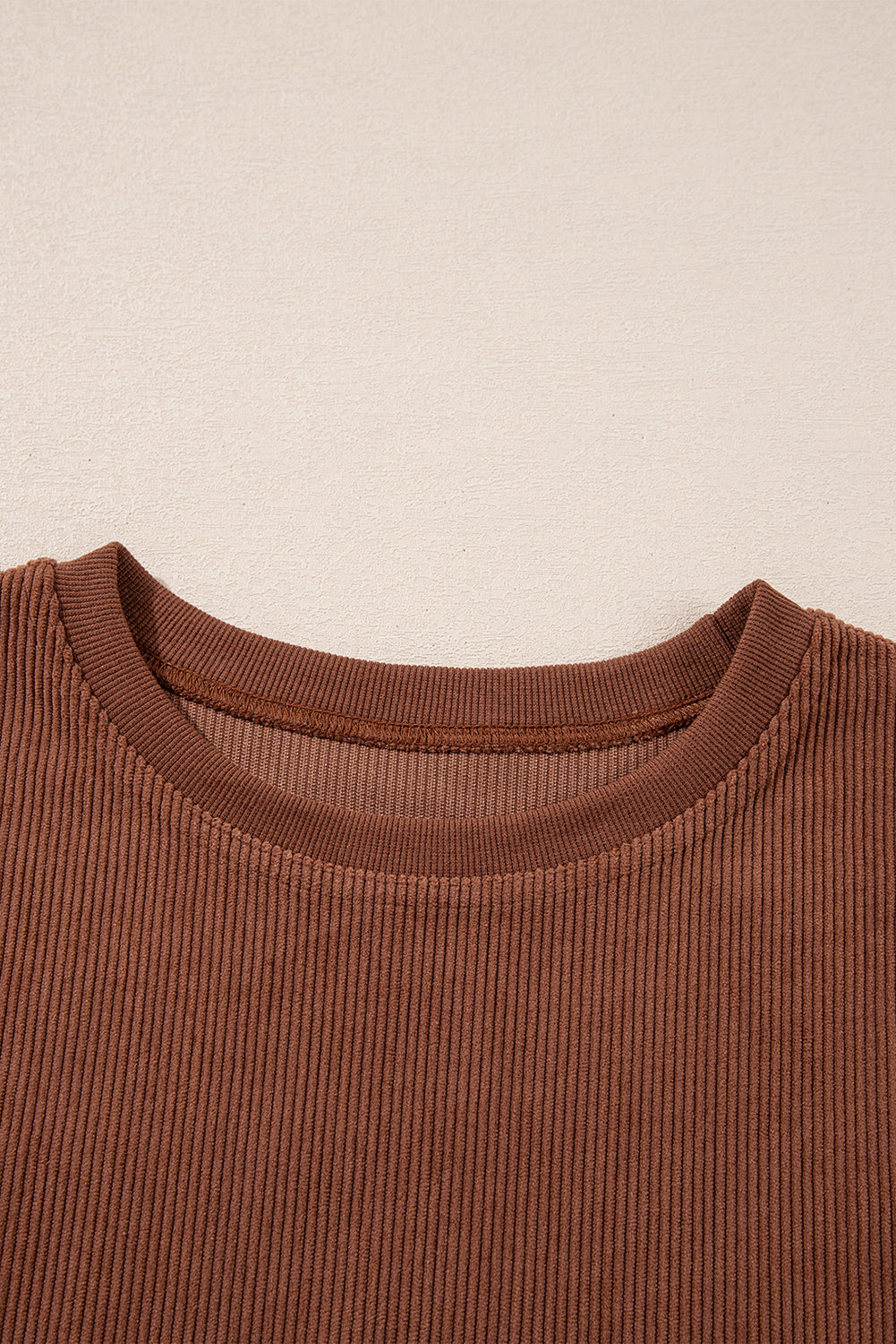 Strawberry Pink Drop Sleeve Ribbed Oversized Sweatshirt