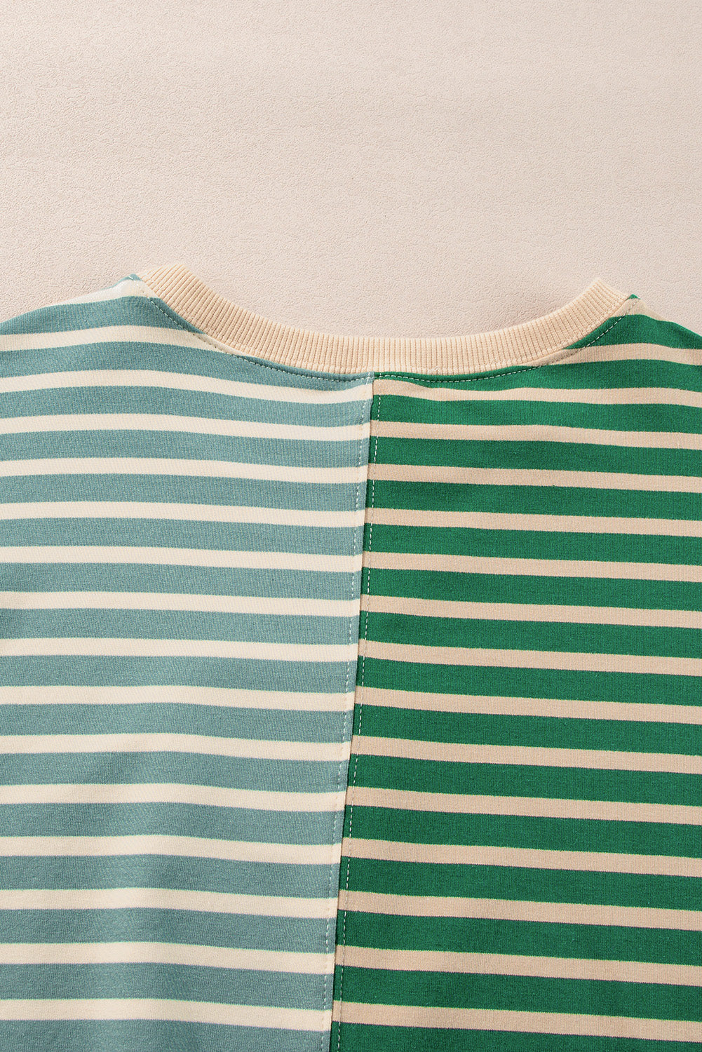 Brown Stripe Colorblock Drop Shoulder Oversize Sweatshirt