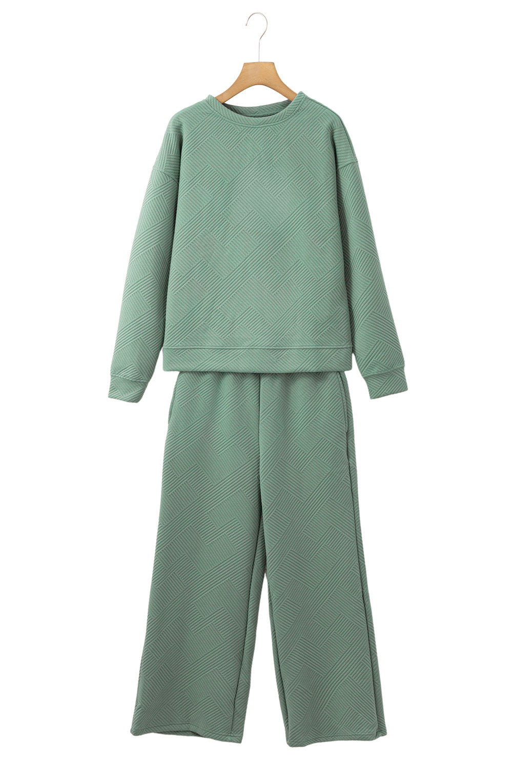Red Dahlia Textured Loose Slouchy Long Sleeve Top and Pants Set