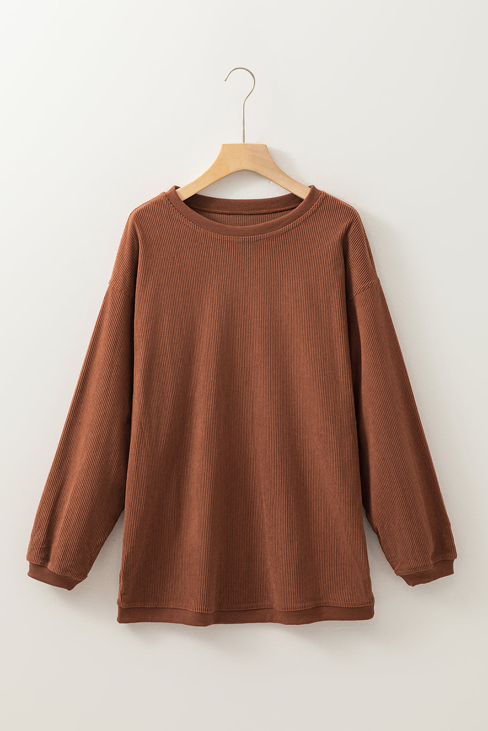 Strawberry Pink Drop Sleeve Ribbed Oversized Sweatshirt