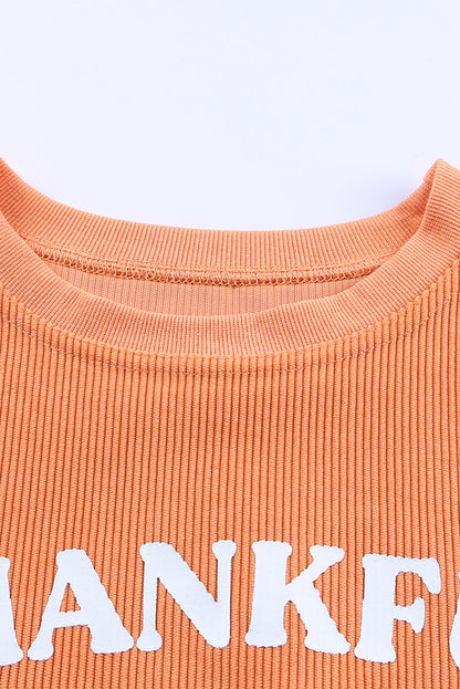 Strawberry Pink Drop Sleeve Ribbed Oversized Sweatshirt