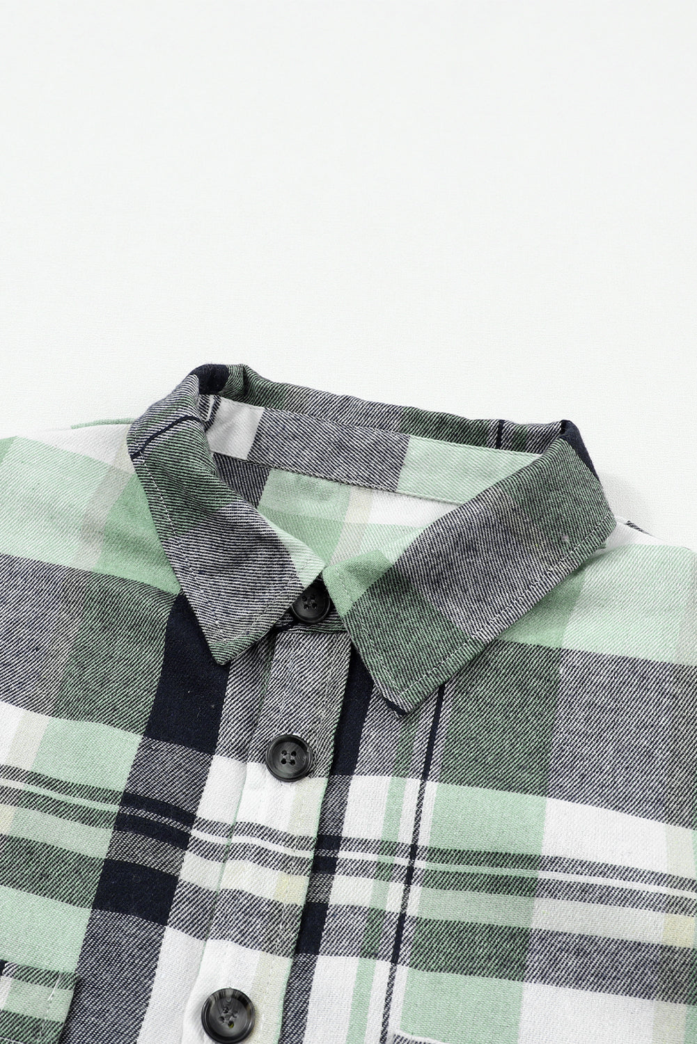 Pink Long Sleeve Collar Button Up Flannel Shacket