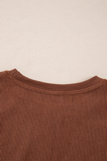 Strawberry Pink Drop Sleeve Ribbed Oversized Sweatshirt