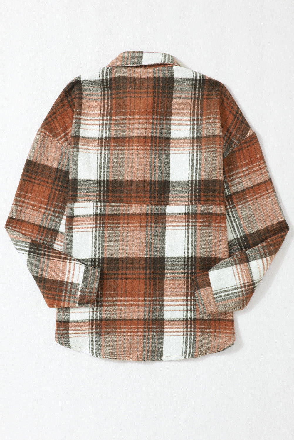 Pink and Grey Plaid Button Up Collar Flannel Shacket