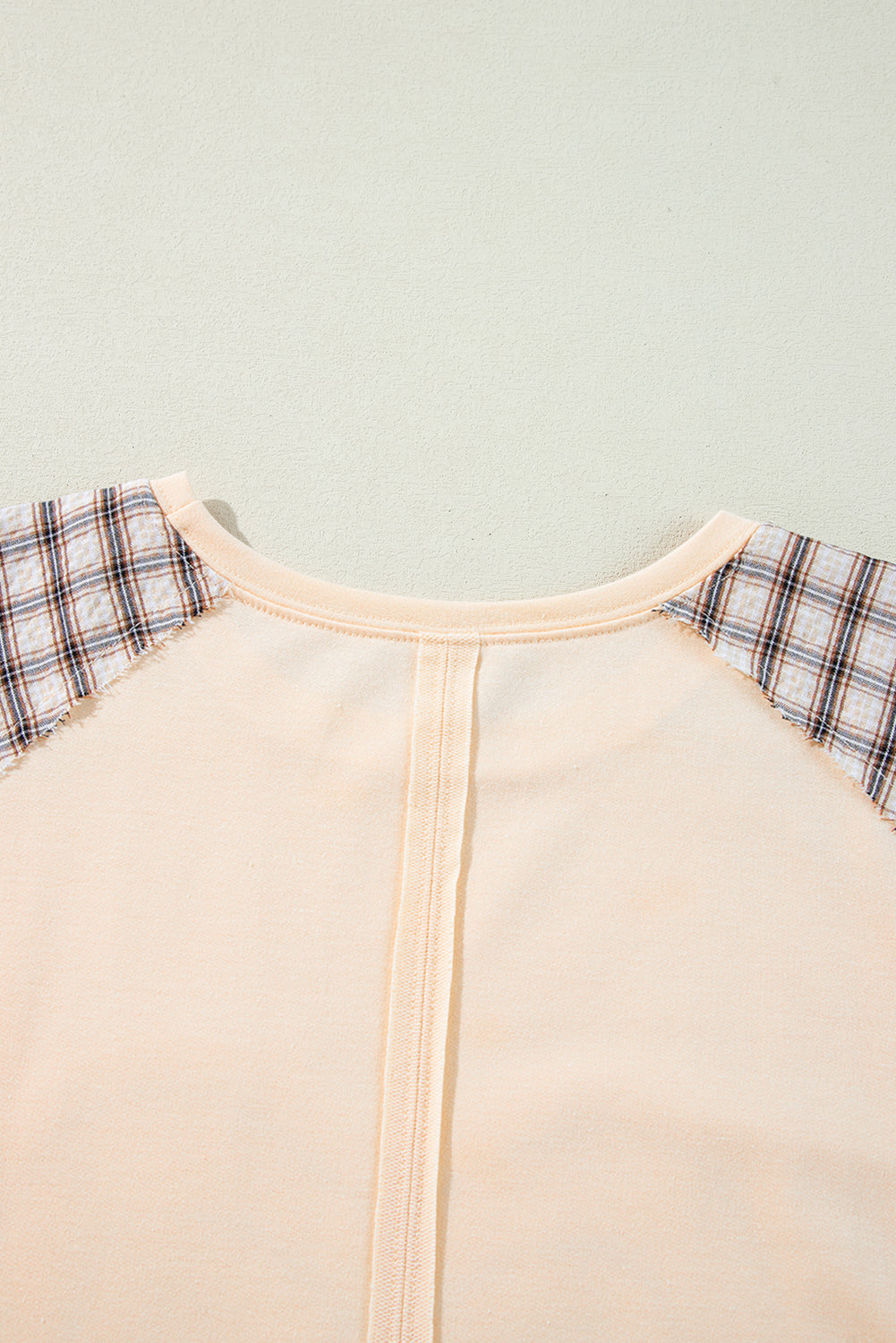 Aqua Plaid Floral Patchwork Heart Long Sleeve Top