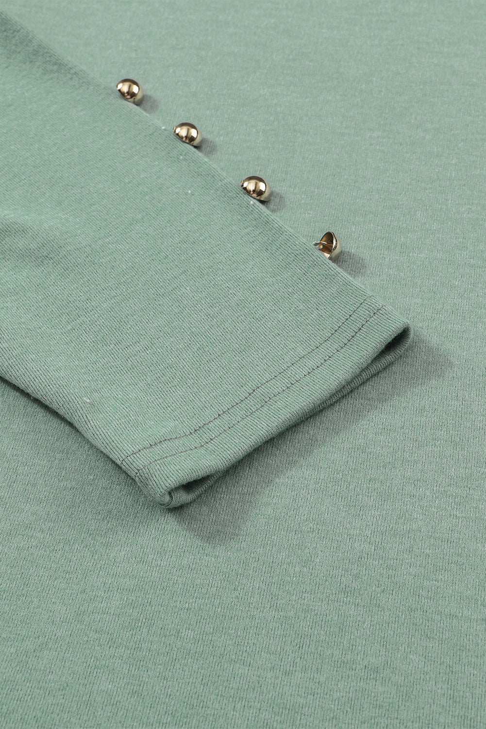 Gray Basic Buttoned Puff Long Sleeve Sheath Top