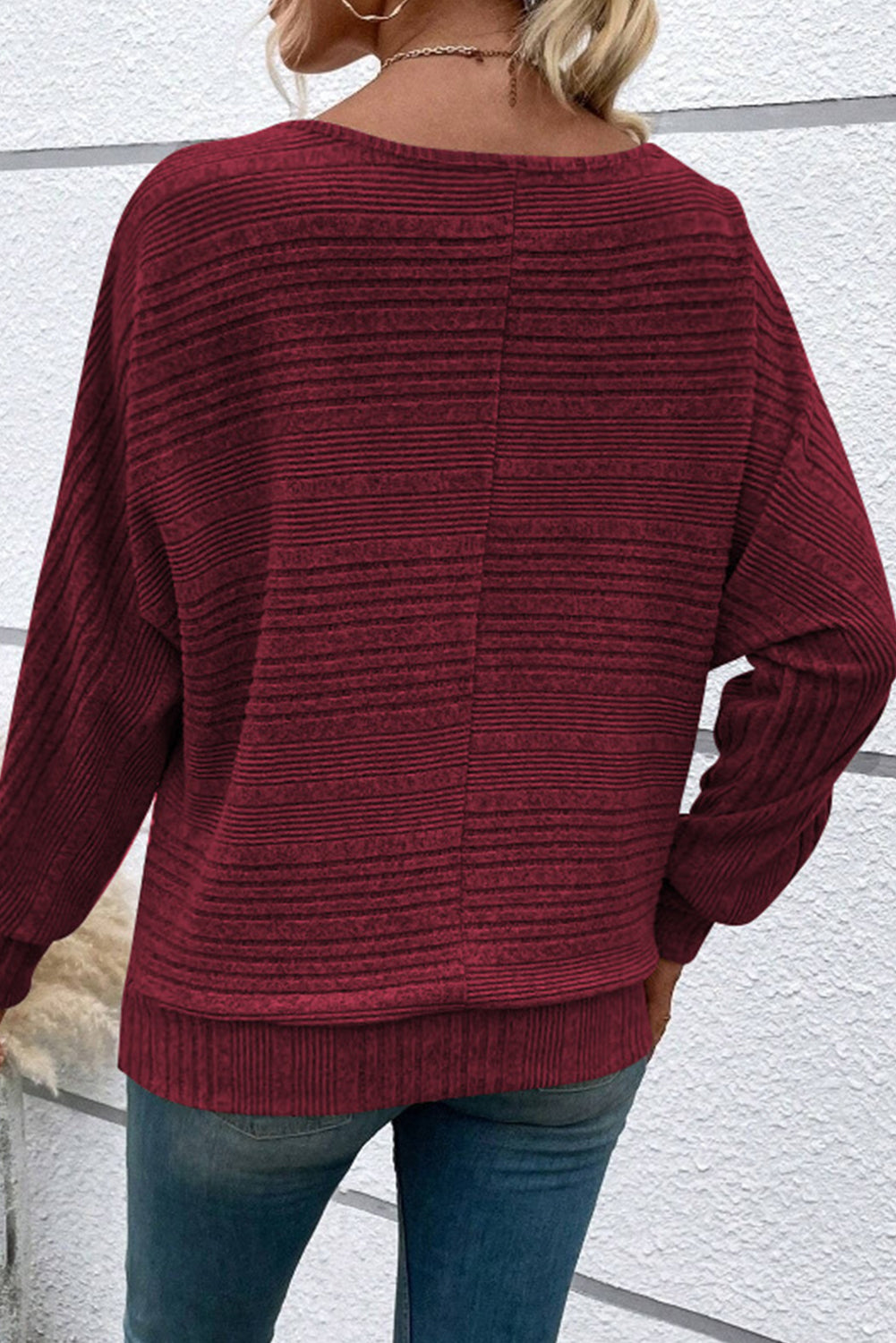Simply Taupe Pit Stripe Batwing Sleeve Top