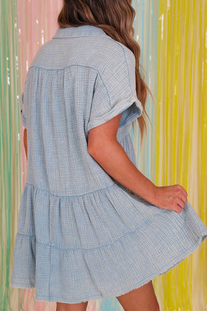 Beau Blue Mineral Wash Tiered Dress