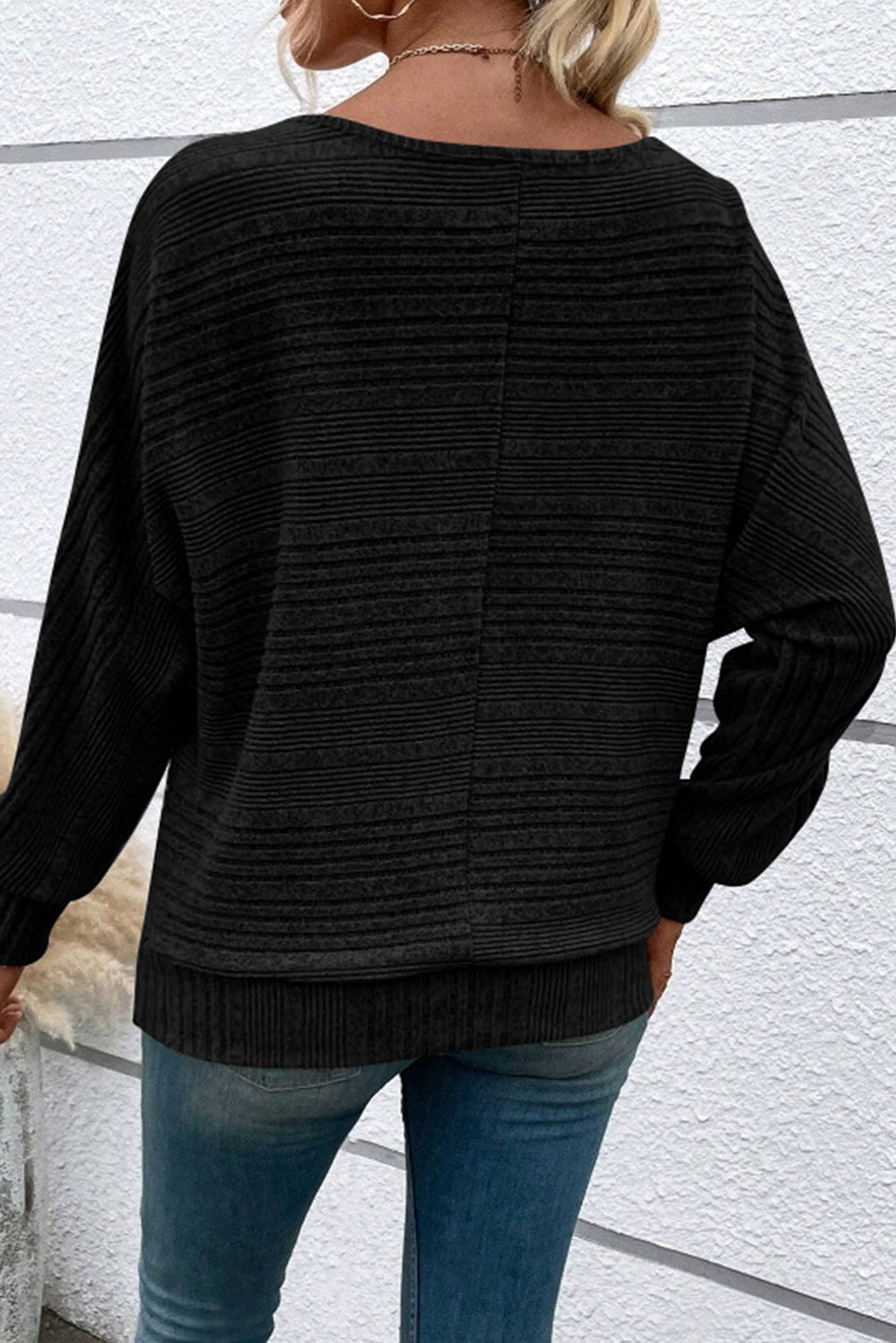 Simply Taupe Pit Stripe Batwing Sleeve Top