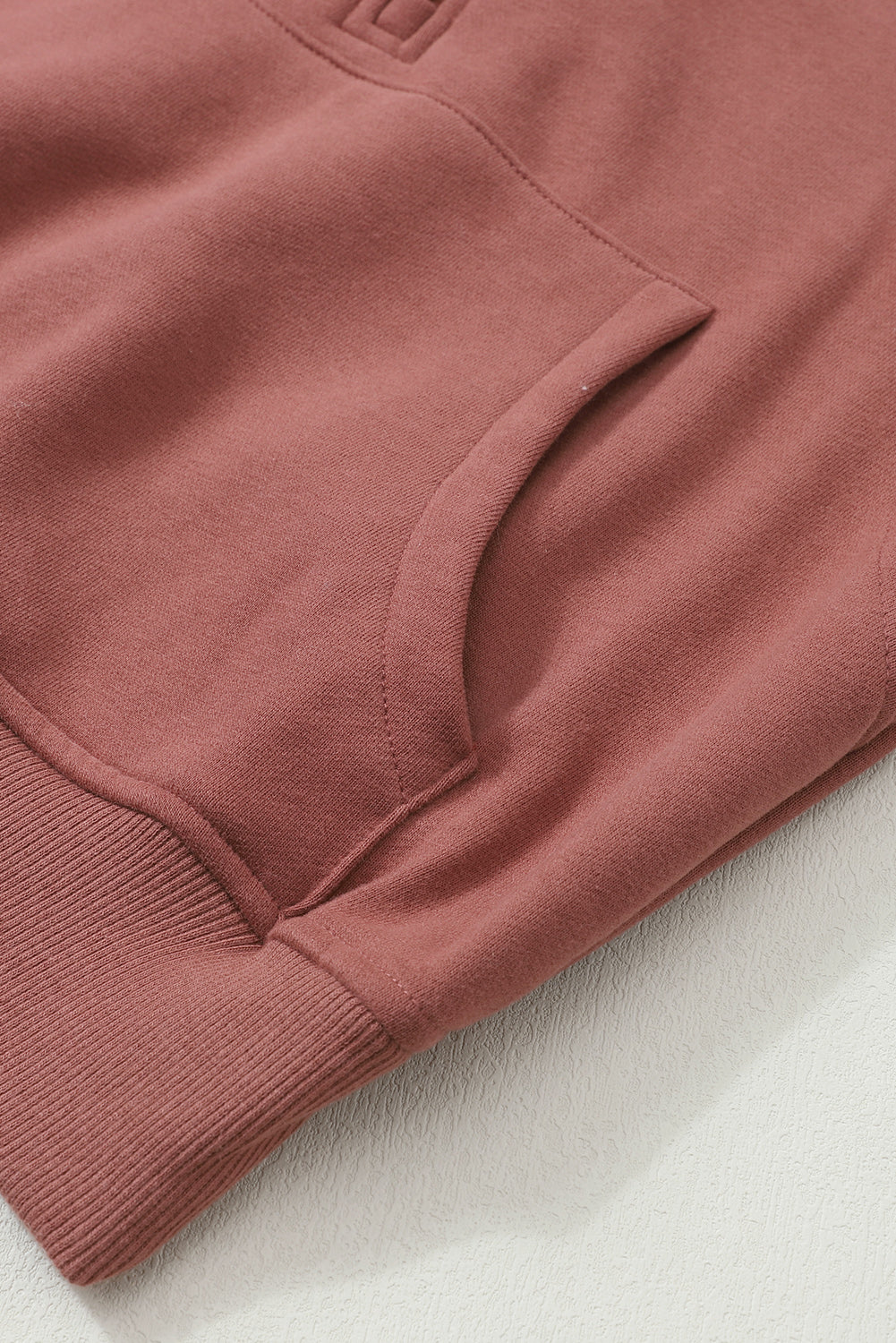 Brown Stand Collar Thumbhole Sleeve Sweatshirt