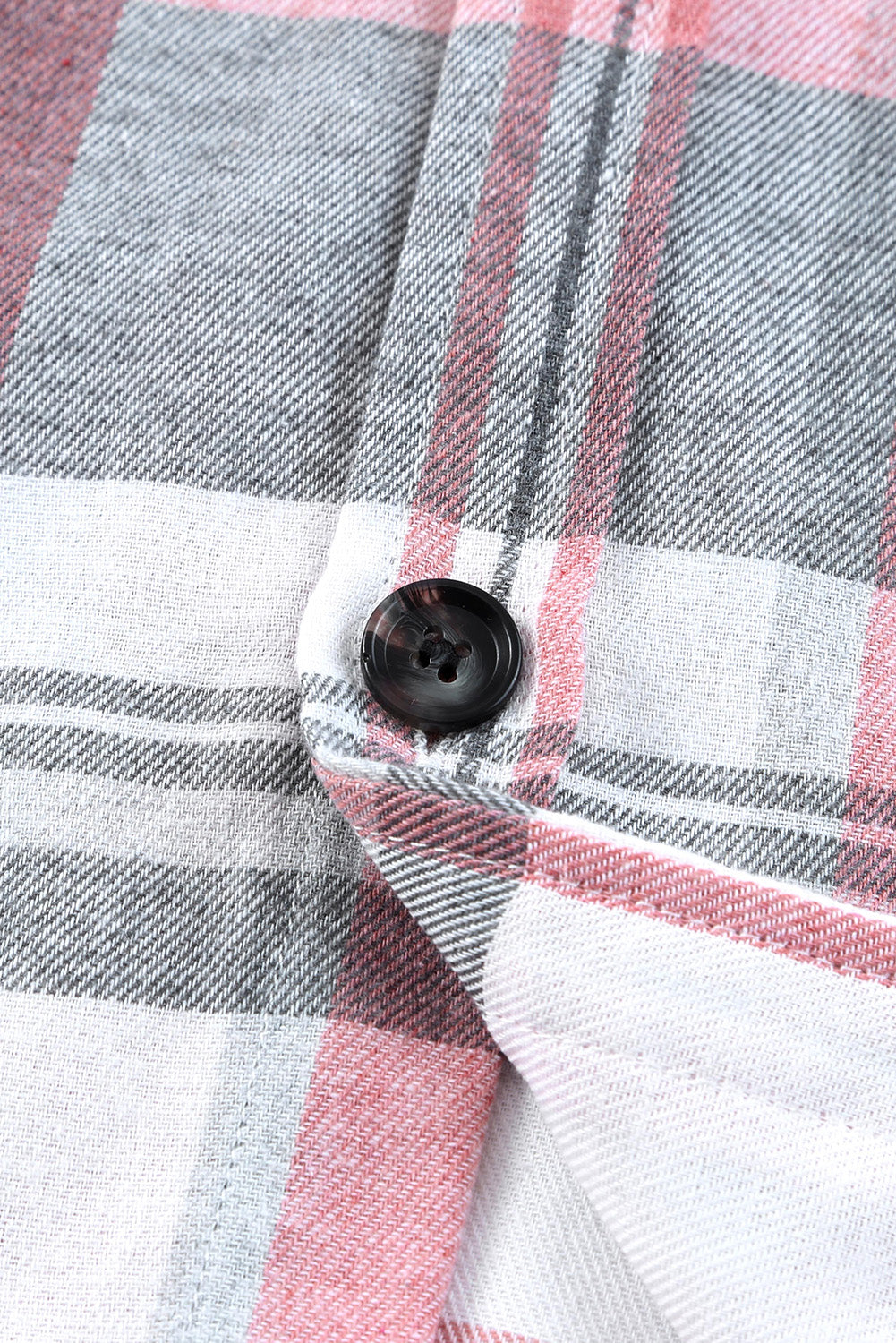 Pink Long Sleeve Collar Button Up Flannel Shacket