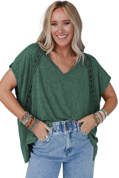 Gray Crochet Lace Batwing Tee