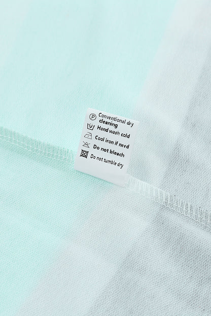 Blue Striped Color Block Drawstring Long Sleeve Hoodie