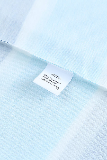 Blue Striped Color Block Drawstring Long Sleeve Hoodie
